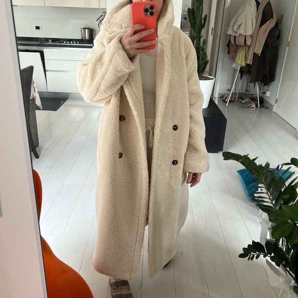 Zara Faux Fur Fleece Coat Size S - Picture 3 of 12